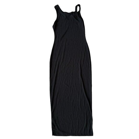 Ribbed Notch Neck Bodycon Maxi Dress Black XSmall - Picture 6 of 10